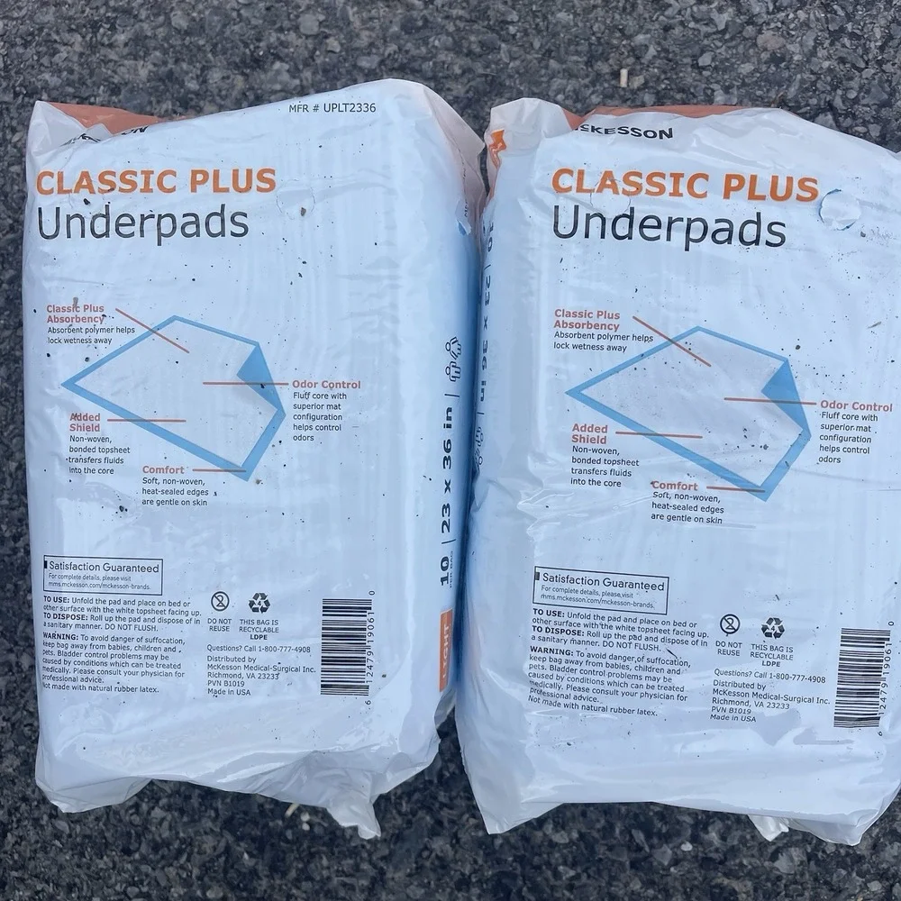 2 New Packs of McKesson Classic Plus Underpad Disposable Bed Underpads 23